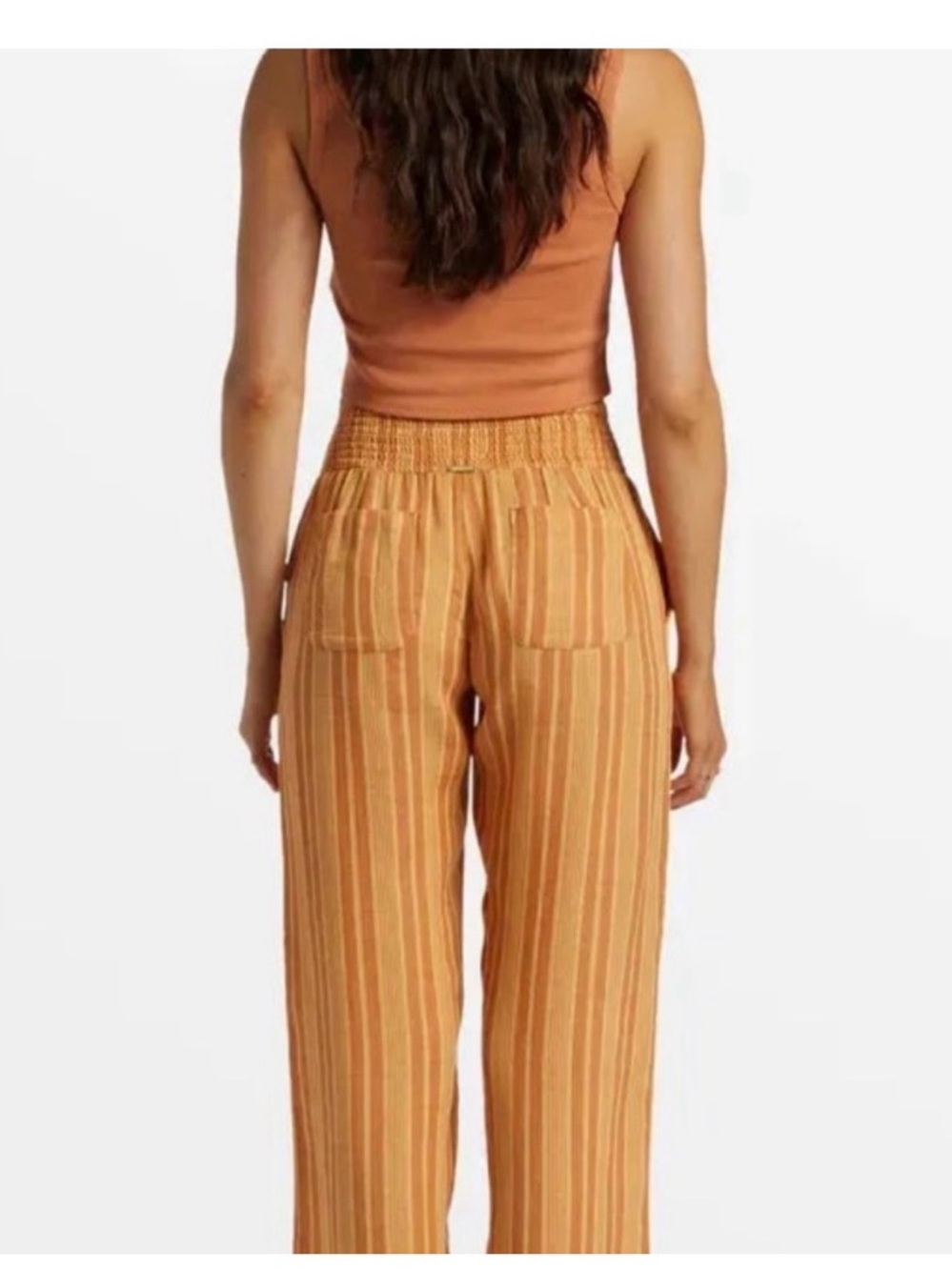 Billabong Rust and Beige Striped Wide-Leg Pull-On Pants